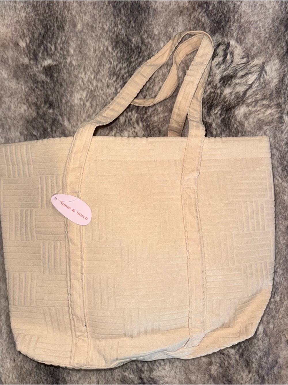 Stone & Stitch Cream Quilted Tote Bag